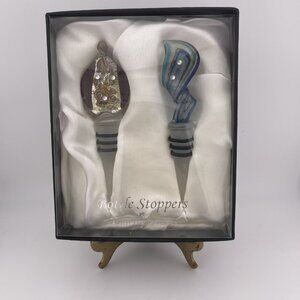 Ashley Nicole Wine Bottle Stoppers Set Art Glass Vivid Colors Bejeweled Toppers